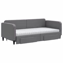vidaXL Divano Letto Estraibile Cassetti Grigio Scuro 90x190cm Tessuto - Vista aggiuntiva 3