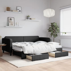 Divano Letto Estraibile con Cassetti Nero 90x190 cm in Tessutocod mxl 82726