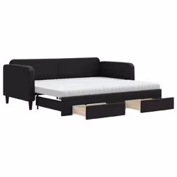 Divano Letto Estraibile con Cassetti Nero 90x190 cm in Tessutocod mxl 82726 - Vista aggiuntiva 2