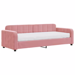 vidaXL Divano Letto con Materasso Rosa 80x200 cm in Velluto - Vista aggiuntiva 2