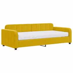 vidaXL Divano Letto con Materasso Giallo 90x200 cm in Velluto - Vista aggiuntiva 2