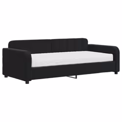 vidaXL Divano Letto con Materasso Nero 90x190 cm in Velluto - Vista aggiuntiva 2