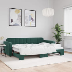 Divano Letto con Letto Estraibile Verde Scuro 80x200cm Velluto Vidaxl