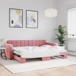 Divano Letto con Letto Estraibile, Letto per adulti Rosa 80x200 cm in Velluto Vidaxl 3461