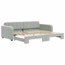 vidaXL Divano Letto con Letto Estraibile Grigio Chiaro 90x200 Velluto - Vista aggiuntiva 2