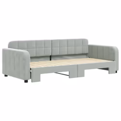 vidaXL Divano Letto con Letto Estraibile Grigio Chiaro 90x200 Velluto - Vista aggiuntiva 3