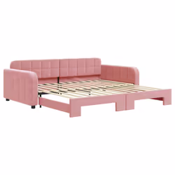 vidaXL Divano Letto con Letto Estraibile Rosa 100x200 cm in Velluto - Vista aggiuntiva 2