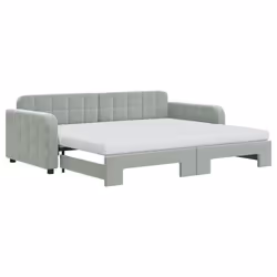 VidaXL 3196953, Divano letto, Grigio, Schiuma, Metallo, Poliestere, Legno, 2240 mm, 1000 mm
