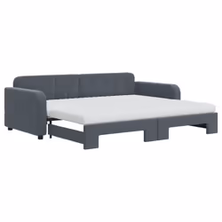 VidaXL 3196954, Divano letto, Grigio, Schiuma, Metallo, Poliestere, Legno, 2240 mm, 1000 mm