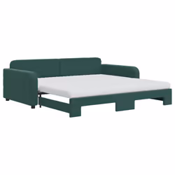 VidaXL 3196962, Divano letto, Verde, Schiuma, Metallo, Poliestere, Legno, 2230 mm, 1100 mm