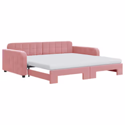 vidaXL Divano Letto Estraibile con Materassi Rosa 100x200 cm Velluto - Vista aggiuntiva 2
