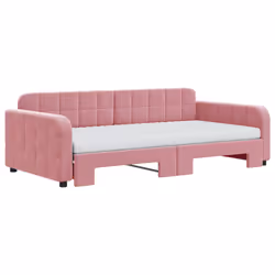 vidaXL Divano Letto Estraibile con Materassi Rosa 100x200 cm Velluto - Vista aggiuntiva 3