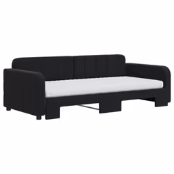 vidaXL Divano Letto Estraibile con Materassi Nero 90x190 cm Velluto - Vista aggiuntiva 3