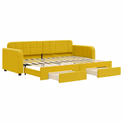 vidaXL Divano Letto Estraibile con Cassetti Giallo 80x200cm in Velluto - Vista aggiuntiva 2