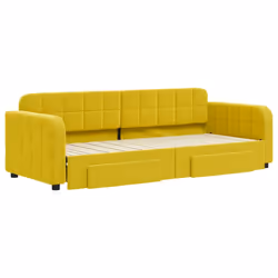 vidaXL Divano Letto Estraibile con Cassetti Giallo 80x200cm in Velluto - Vista aggiuntiva 3