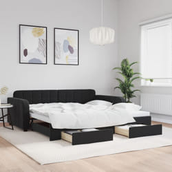 vidaXL Divano Letto Estraibile con Cassetti Nero 100x200 cm in Velluto