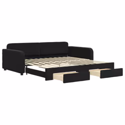 vidaXL Divano Letto Estraibile con Cassetti Nero 100x200 cm in Velluto - Vista aggiuntiva 2