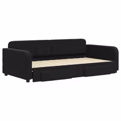 vidaXL Divano Letto Estraibile con Cassetti Nero 100x200 cm in Velluto - Vista aggiuntiva 3
