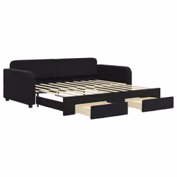 vidaXL Divano Letto Estraibile con Cassetti Nero 90x190 cm in Velluto - Vista aggiuntiva 2