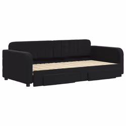vidaXL Divano Letto Estraibile con Cassetti Nero 90x190 cm in Velluto - Vista aggiuntiva 3
