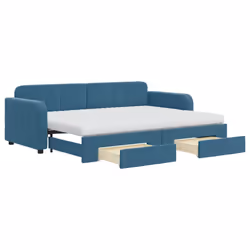 Divano Letto Estraibile con Cassetti Blu 80x200 cm in Vellutocod mxl 87758 - Vista aggiuntiva 2