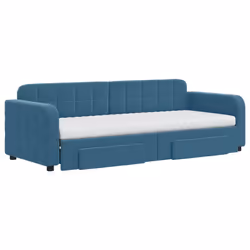 Divano Letto Estraibile con Cassetti Blu 80x200 cm in Vellutocod mxl 87758 - Vista aggiuntiva 3