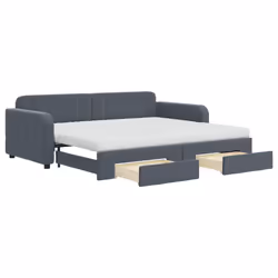 VidaXL 3196995, Divano letto, Grigio, Schiuma, Metallo, Poliestere, Legno, 2230 mm, 910 mm