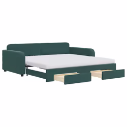 VidaXL 3196996, Divano letto, Verde, Schiuma, Metallo, Poliestere, Legno, 2230 mm, 910 mm