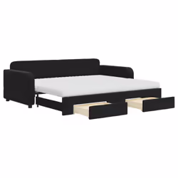 VidaXL 3196998, Divano letto, Nero, Schiuma, Metallo, Poliestere, Legno, 2230 mm, 910 mm