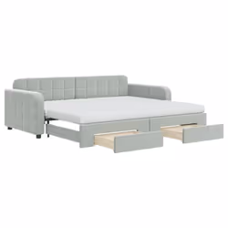 VidaXL 3197008, Divano letto, Grigio, Schiuma, Metallo, Poliestere, Legno, 2230 mm, 1100 mm