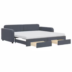 VidaXL 3197009, Divano letto, Grigio, Schiuma, Metallo, Poliestere, Legno, 2230 mm, 1100 mm