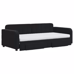 vidaXL Divano Letto Estraibile con Cassetti Nero 90x190 cm in Velluto - Vista aggiuntiva 3