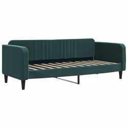 vidaXL Divano Letto con Materasso Verde Scuro 80x200 cm in Velluto - Vista aggiuntiva 3