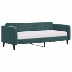 vidaXL Divano Letto con Materasso Verde Scuro 90x200 cm in Velluto - Vista aggiuntiva 2