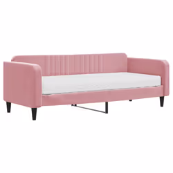 vidaXL Divano Letto con Materasso Rosa 90x200 cm in Velluto - Vista aggiuntiva 2