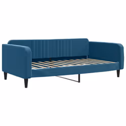 vidaXL Divano Letto con Materasso Blu 100x200 cm in Velluto - Vista aggiuntiva 3
