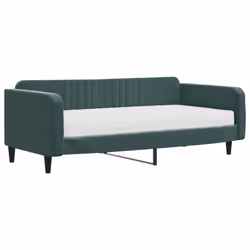 vidaXL Divano Letto con Materasso Verde Scuro 100x200 cm in Velluto - Vista aggiuntiva 2