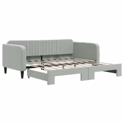 vidaXL Divano Letto con Letto Estraibile Grigio Chiaro 90x190 Velluto - Vista aggiuntiva 2