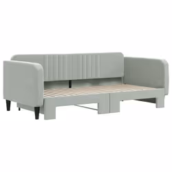 vidaXL Divano Letto con Letto Estraibile Grigio Chiaro 90x190 Velluto - Vista aggiuntiva 3