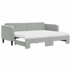 VidaXL 3197080, Divano letto, Grigio, Schiuma, Metallo, Poliestere, Legno, 2230 mm, 900 mm