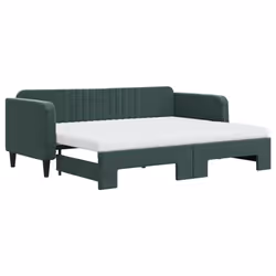 vidaXL Divano Letto Estraibile Materassi Verde Scuro 80x200 Velluto - Vista aggiuntiva 2