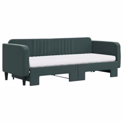 vidaXL Divano Letto Estraibile Materassi Verde Scuro 80x200 Velluto - Vista aggiuntiva 3