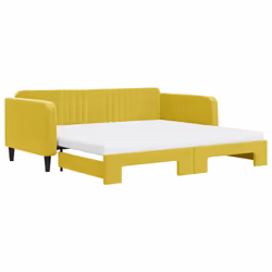 Divano Letto Estraibile con Materassi Giallo 100x200 cm Vellutocod mxl 82704 - Vista aggiuntiva 2