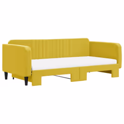 Divano Letto Estraibile con Materassi Giallo 100x200 cm Vellutocod mxl 82704 - Vista aggiuntiva 3