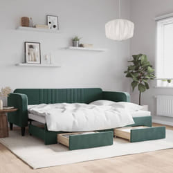 Vidaxl - Divano Letto Estraibile Cassetti, Divano convertibile Verde Scuro 80x200cm Velluto