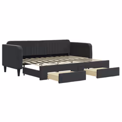 Divano Letto Estraibile con Cassetti Nero 80x200 cm in Vellutocod mxl 82718 - Vista aggiuntiva 2