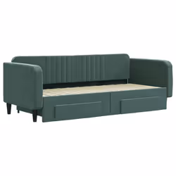 Divano Letto Estraibile Cassetti Verde Scuro 90x200cm Vellutocod mxl 130639 - Vista aggiuntiva 3