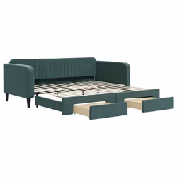 vidaXL Divano Letto Estraibile Cassetti Verde Scuro 100x200cm Velluto - Vista aggiuntiva 2