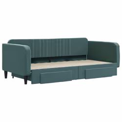 vidaXL Divano Letto Estraibile Cassetti Verde Scuro 100x200cm Velluto - Vista aggiuntiva 3