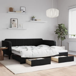 Divano Letto Estraibile con Cassetti Nero 100x200 cm in Vellutocod mxl 82722